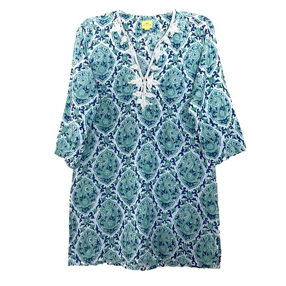 Roberta Roller Rabbit Tunic Top Small V-neck Swim Cover-up Beach Vacation Cruise - Picture 1 of 12